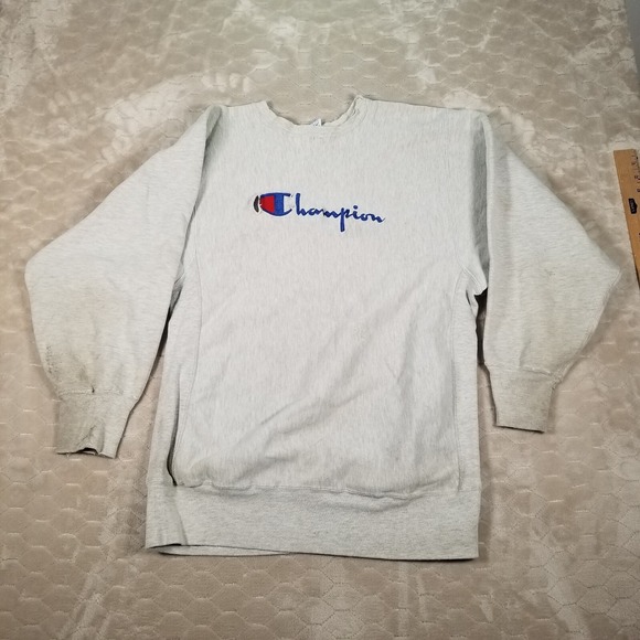 Champion Other - VTG 90s Champion Reverse Weave Sweatshirt Embroidered Logo THRASHED Sz XXL
